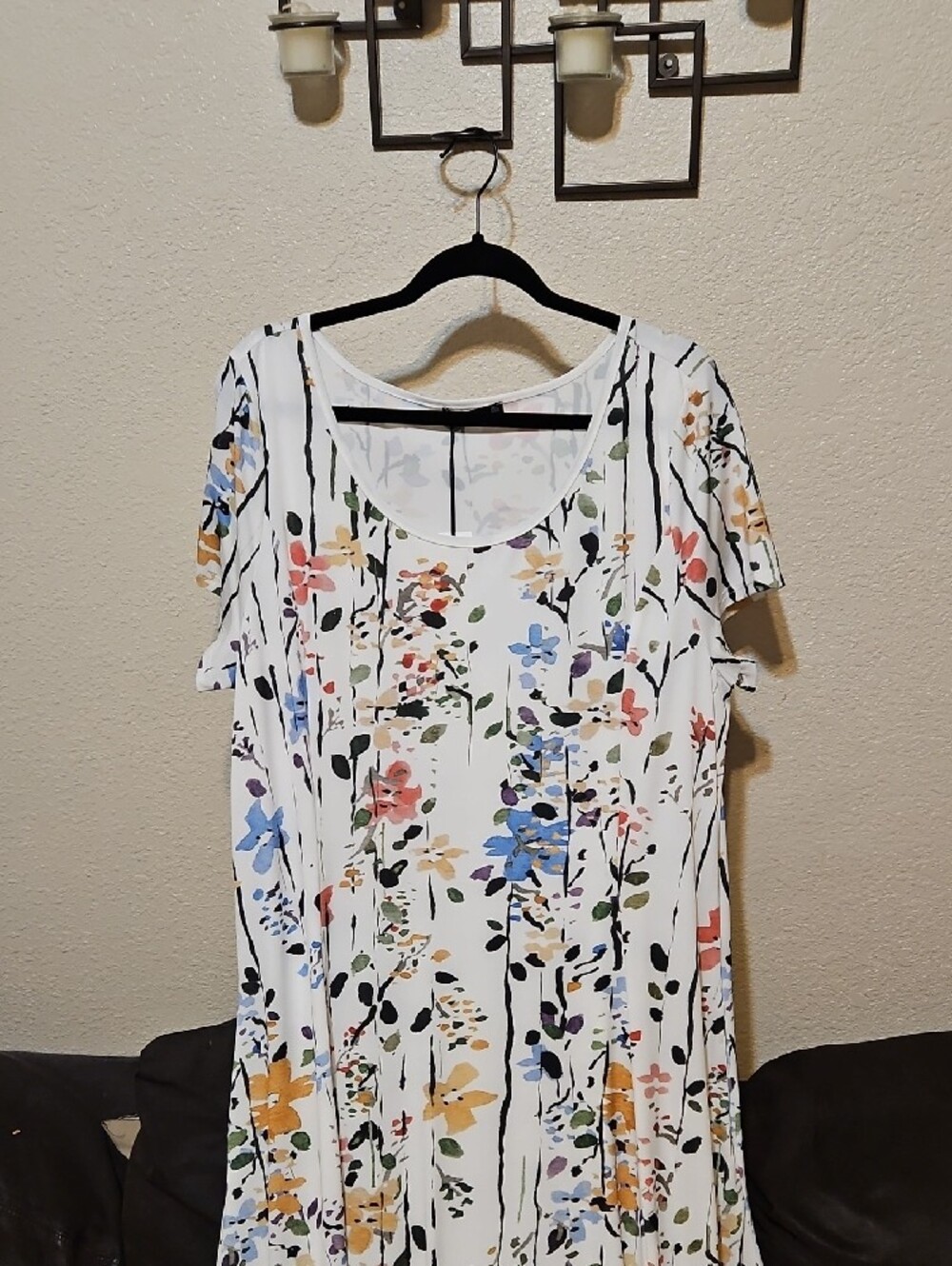 Lily White Floral Stripe Maxi Dress with Multicolor Blooms - Picture 2 of 10